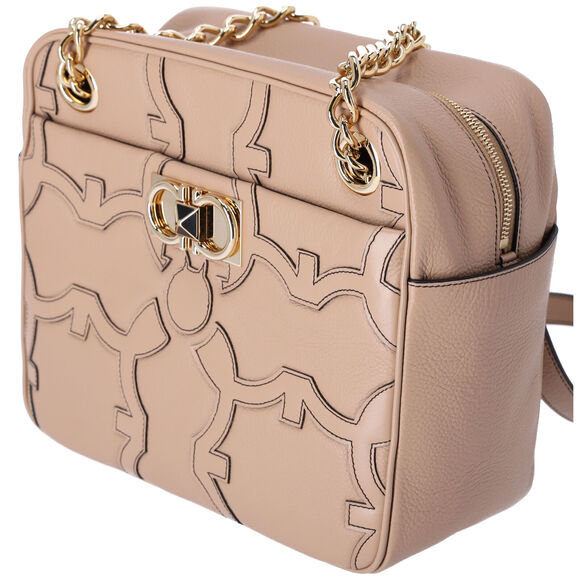 Salvatore Ferragamo Gancini Shoulder Bag 211412 Beige Leather - Picture 2 of 9